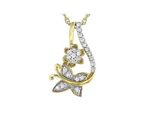 Photo of Engild™ 0.15ctw Round White Diamond 14k Yellow Gold Over Sterling Silver Pendant with Chain