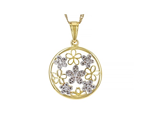 Photo of Engild™ 0.21ctw Round Diamond 14k Yellow Gold Over Sterling Silver Floral Pendant