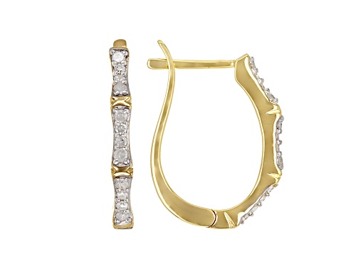 Engild™ 0.23ctw Round White Diamond 14k Yellow Gold Over Sterling Silver Hoop Earrings