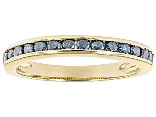 Engild™ 0.50ctw Round Blue Diamond 14k Yellow Gold Over Sterling Silver Band Ring - Size 6