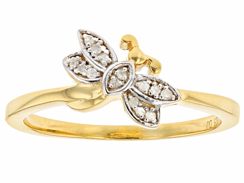 Engild™ Diamond Accent 14k Yellow Gold Over Sterling Silver Dragonfly Cluster Ring - Size 7