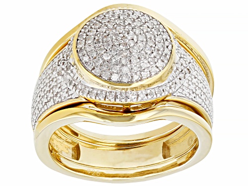 Engild™ 0.25ctw Round White Diamond 14k Yellow Gold Over Sterling Silver Set of 3 Rings - Size 7