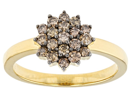 Photo of Engild™ 0.50ctw Round Champagne Diamond 14k Yellow Gold Over Sterling Silver Cluster Ring - Size 6