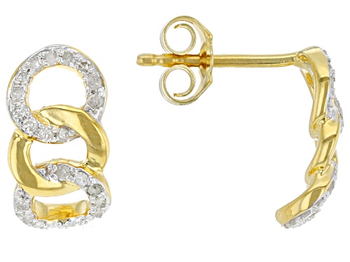 Engild™ 0.20ctw Round White Diamond 14k Yellow Gold Over Sterling Silver Drop Earrings