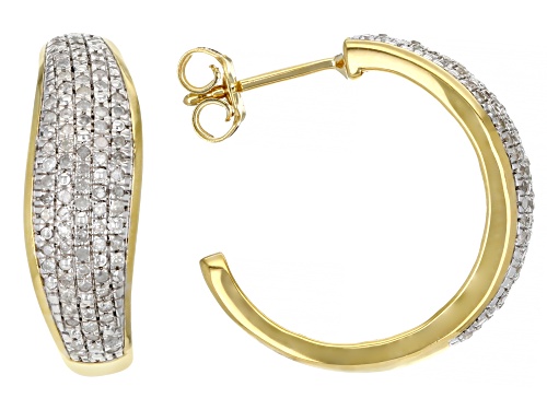 Photo of Engild™ 0.50ctw Round White Diamond 14k Yellow Gold Over Sterling Silver J-Hoop Earrings