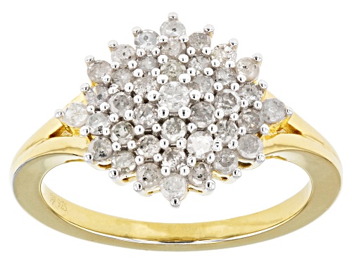 Engild™ 0.80ctw Round White Diamond 14k Yellow Gold Over Sterling Silver Cluster Ring - Size 7