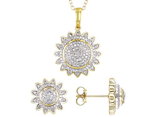 Photo of Engild™ .50ctw White Diamond 14k Yellow Gold Over Sterling Silver Pendant & Earring Jewelry Set