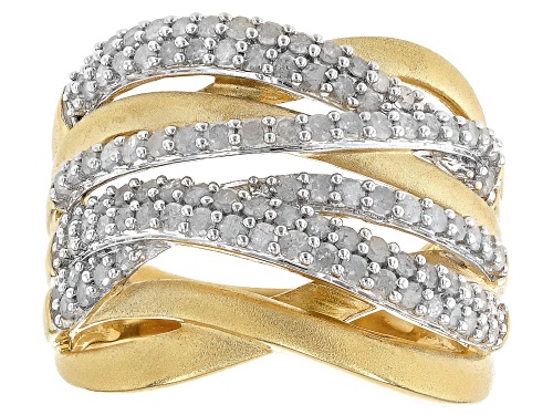 Engild™ 1.00ctw Round White Diamond 14k Yellow Gold Over Sterling Silver Crossover Ring - Size 6