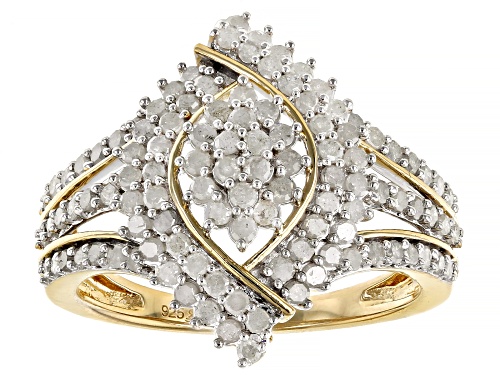 Engild™ 1.00ctw Round White Diamond 14k Yellow Gold Over Sterling Silver Cluster Ring - Size 5