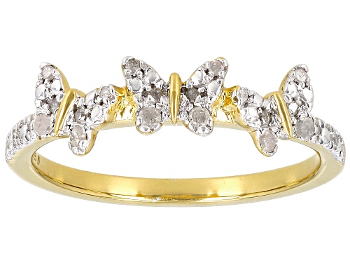 Engild™ 0.13ctw Round White Diamond 14k Yellow Gold Over Sterling Silver Butterfly Band Ring - Size 6