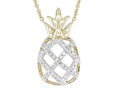 Engild™ 0.16ctw Round White Diamond 14k Yellow Gold Over Sterling Silver Pineapple Necklace - Size 18