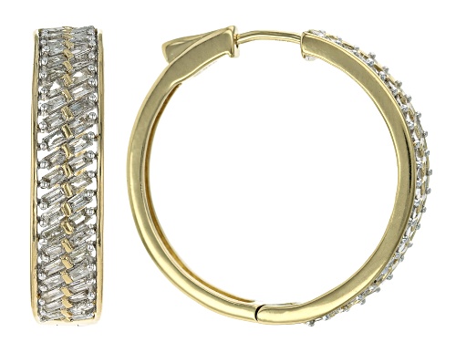 Engild™ 1.00ctw Baguette White Diamond 14k Yellow Gold Over Sterling Silver Hoop Earrings