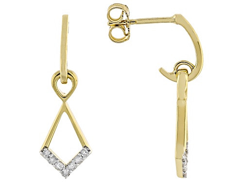 Engild™ 0.10ctw Round White Diamond 14k Yellow Gold Over Sterling Silver Dangle Earrings