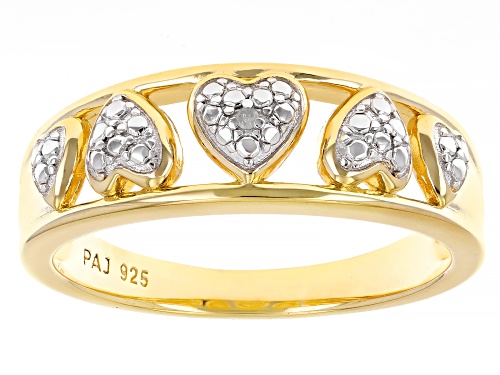 Engild™ Round White Diamond Accent 14k Yellow Gold Over Sterling Silver Heart Band Ring - Size 5