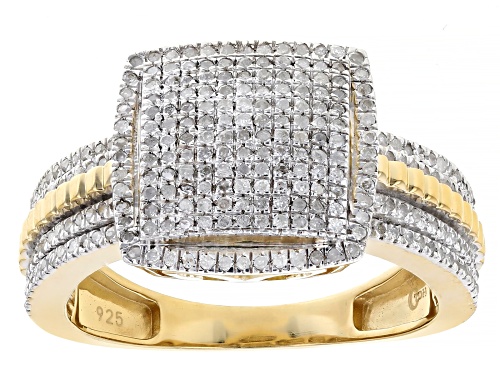 Engild™ 0.50ctw Round White Diamond 14k Yellow Gold Over Sterling Silver Cluster Ring - Size 5