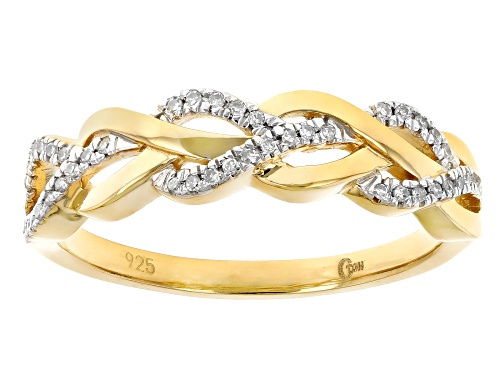 Engild™ 0.10ctw Round White Diamond 14k Yellow Gold Over Sterling Silver Crossover Band Ring - Size 6