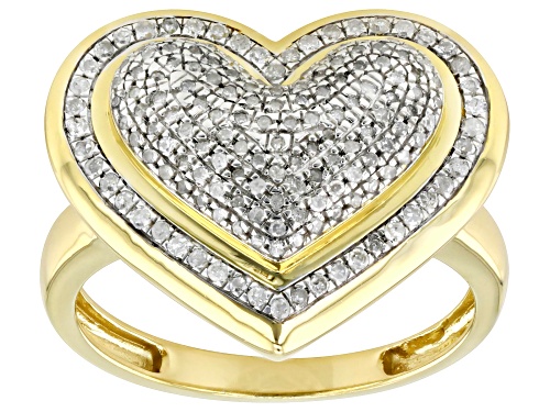 Engild™ 0.33ctw Round White Diamond 14k Yellow Gold Over Sterling Silver Heart Cluster Ring - Size 5