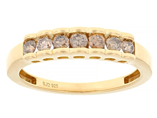 Engild™ 0.50ctw Round Champagne Diamond 14k Yellow Gold Over Sterling Silver Band Ring - Size 8