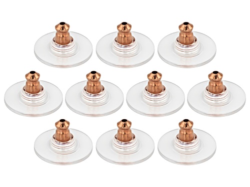 10 Piece Set Of 14K Rose Gold Over Sterling Silver Bullet Clutch Earring Backs W/ Pad