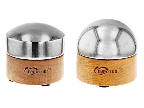 Domed Steel and Wood Anvils Set of 2
