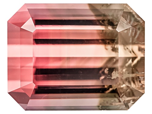 Nigerian bi-color tourmaline 2.99ct 8.87x6.96mm emerald cut
