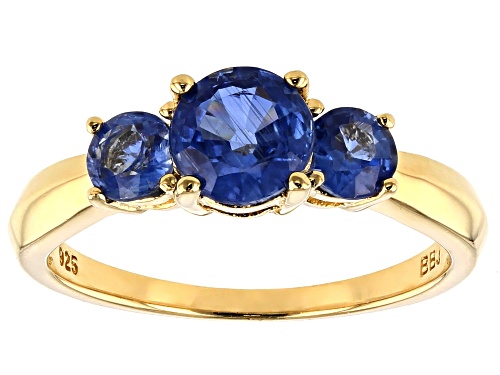 Photo of 1.35ctw Round Kyanite 18k Yellow Gold Over Sterling Silver 3-Stone Ring - Size 7
