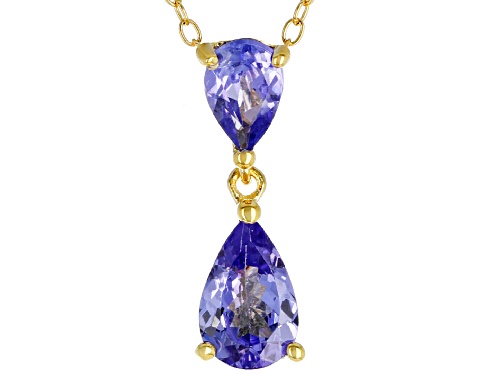 1.06ctw Pear Shape Tanzanite 18k Yellow Gold Over Sterling Silver Pendant/Slide With Chain