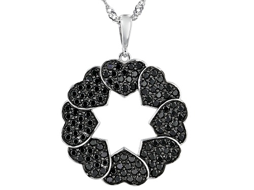 Photo of 1.81ctw Round Black Spinel Rhodium Over Sterling Silver Pendant with Chain.