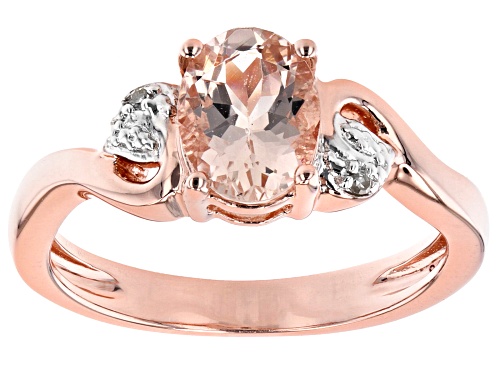 0.94ct Peach Morganite With 0.01ctw White Diamond 18k Rose Gold Over Sterling Silver Ring - Size 10