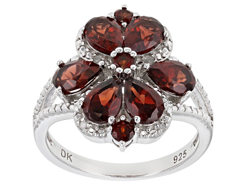 Photo of 3.09ctw Vermelho Garnet™ With .03ctw Round White Diamond Accent Rhodium Over Silver Ring - Size 8