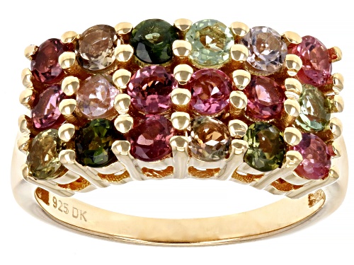 Photo of 1.80ctw Round Multicolor Tourmaline 18K Yellow Gold Over Sterling Silver Ring - Size 7