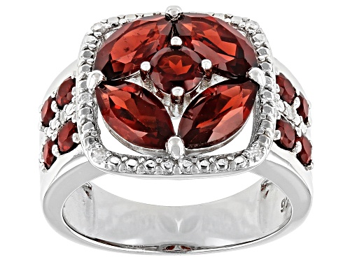 3.45ctw Mixed Shape Vermelho Garnet™ With 0.04ctw Diamond Accent Rhodium Over Silver Ring - Size 7