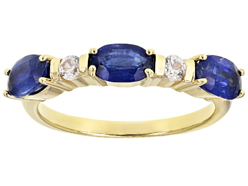 Photo of 1.63ctw Oval Nepalese Kyanite and 0.17ctw Round White Zircon 18K Yellow Gold Over Silver Ring - Size 7