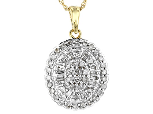.50ctw Round & Baguette Diamond 14k Yellow Gold Over Sterling Silver Pendant With Chain