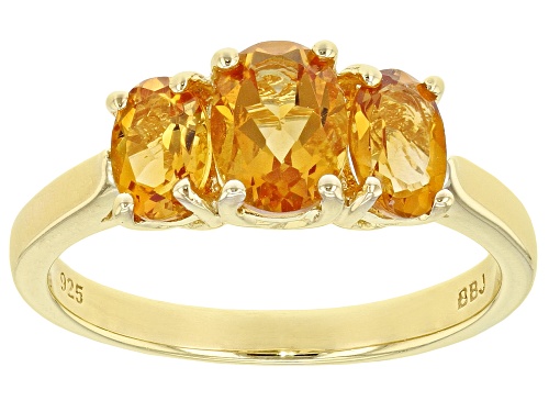 1.28CTW OVAL MADIERA CITRINE 18K YELLOW GOLD OVER STERLING SILVER 3-STONE RING - Size 9