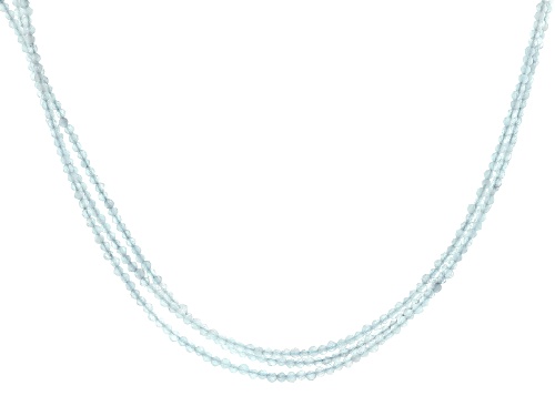 2.2mm Round Aquamarine Rhodium Over Sterling Silver Necklace - Size 18