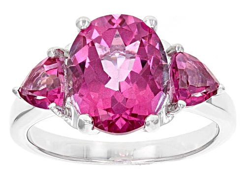 4.78ctw Oval And Trillion Pure Pink™ Topaz Sterling Silver Ring - Size 10