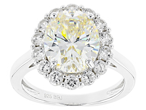 5.00ct Strontium Titanate With 1.42ctw Round White Zircon Rhodium Over Sterling Silver Ring - Size 9