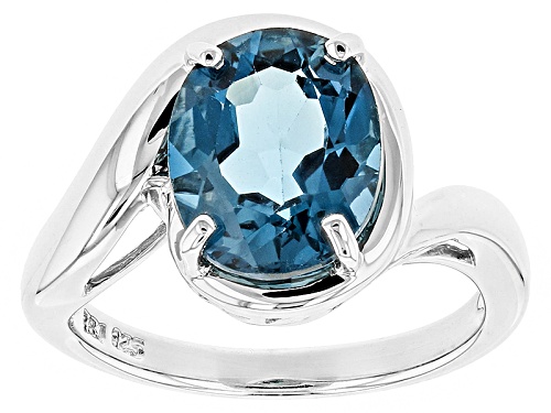 3.85ct Oval London Blue Topaz Rhodium Over Sterling Silver Solitaire Ring - Size 10
