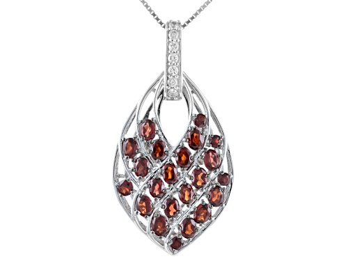 3.58ctw Oval And Round Vermelho Garnet™ With .32ctw Round White Zircon Silver Pendant With Chain