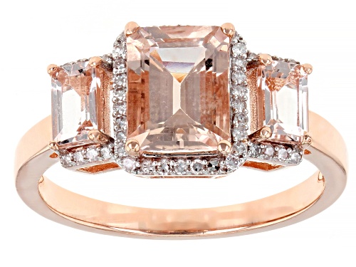 1.75ctw Emerald Cut Cor-De-Rosa Morganite™ With .17ctw White Diamonds 10k Rose Gold Ring - Size 3