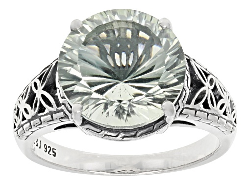4.25ct Round Spinfire™ Cut Prasiolite Sterling Silver Solitaire Ring - Size 7