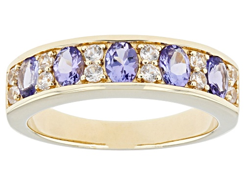 0.72ctw Tanzanite And 0.39ctw White Zircon 18k Yellow Gold Over Sterling Silver Band Ring - Size 11