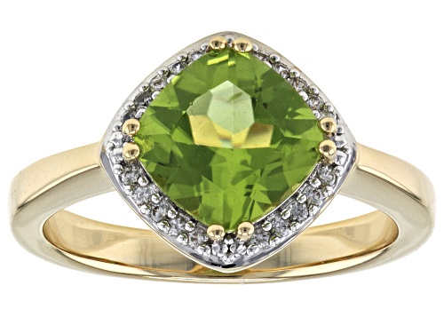 Photo of 2.13ct Manchurian Peridot™ And 0.14ctw White Zircon 18k Yellow Gold Over Sterling Silver Ring - Size 9
