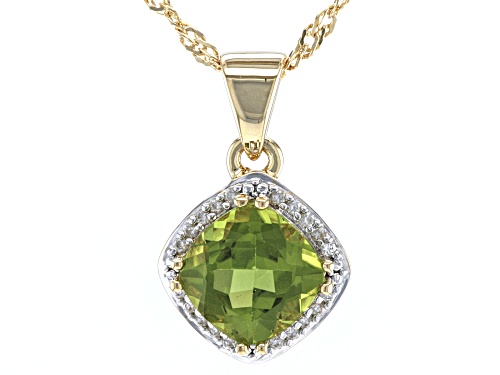 Photo of 2.13ct Manchurian Peridot™ & 0.14ctw White Zircon 18k Yellow Gold Over Silver Pendant With Chain