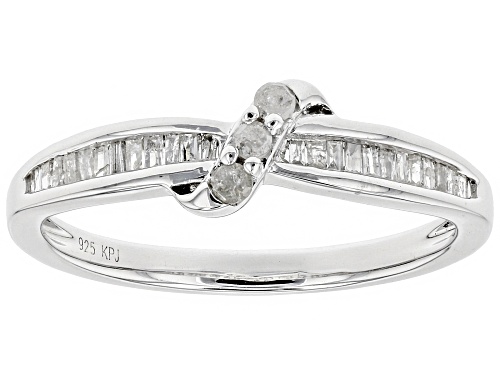 .25ctw Round and Baguette White Diamond Rhodium over Sterling Silver Ring - Size 7