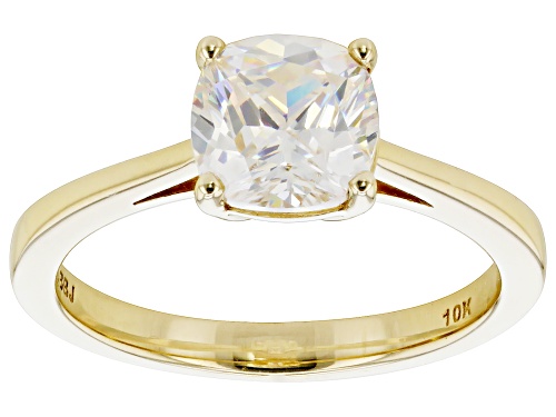 Photo of 2.20ct Cushion Cut Strontium Titanate 10K Yellow Gold Solitaire Ring - Size 11.5