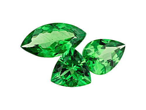 Set Of 3 Tsavorite Garnet 1.92ctw mixed shapes and sizes