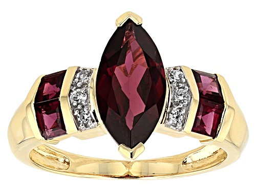 1.70ct Marquise Grape Color And .74ctw Rhodolite Garnet With .08ctw Zircon 10k Yellow Gold Ring - Size 7