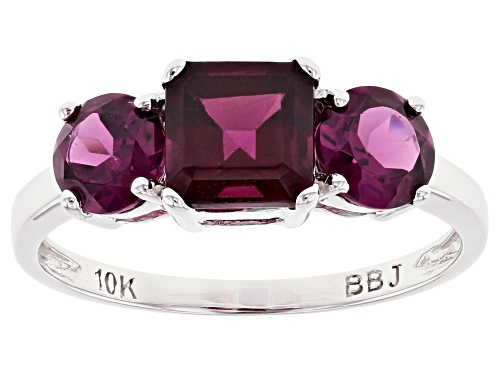 Photo of 2.36ctw Round And Octagon Grape Color Garnet Rhodium Over 10k White Gold Ring - Size 7